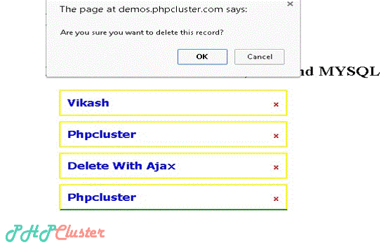 Delete a record with AJAX ,PHP and MYSQL