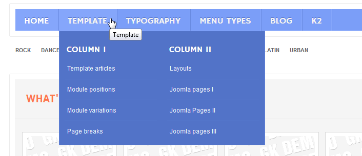 menu in columns wordpress 