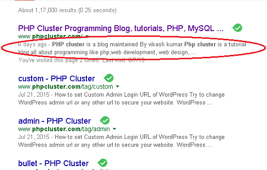 Meta Description -PHP Cluster