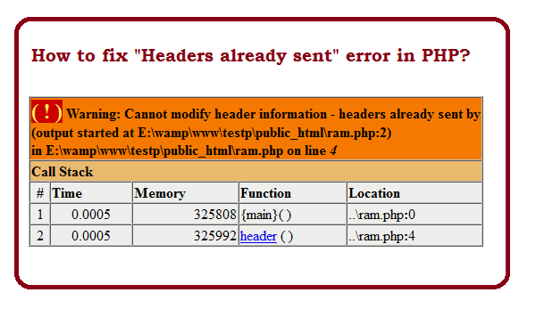 kan header-informatie niet wijzigen headers vooraf verzonden php-fout