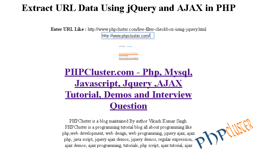 Extract Data From URL - PHPCluster