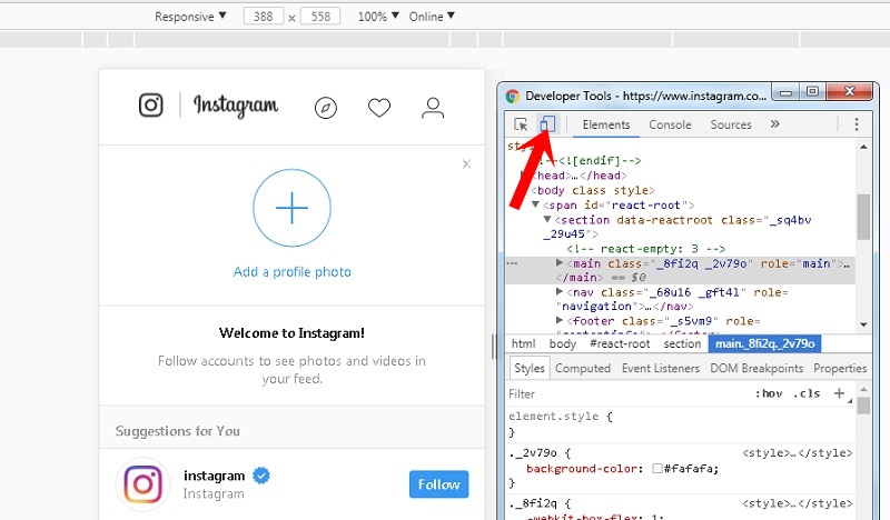 Instagram Inspect Click Mobile Icon