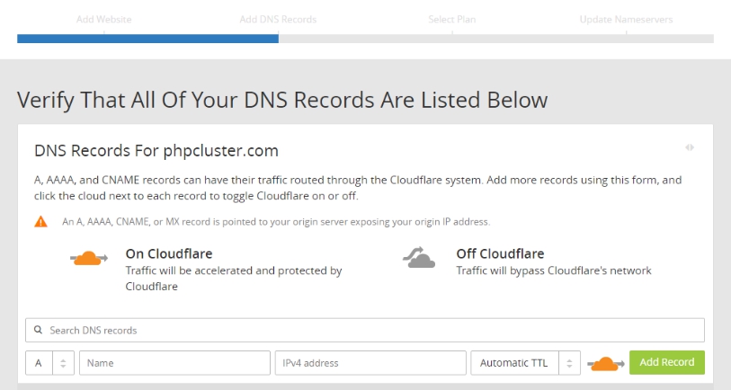 verify dns records listed